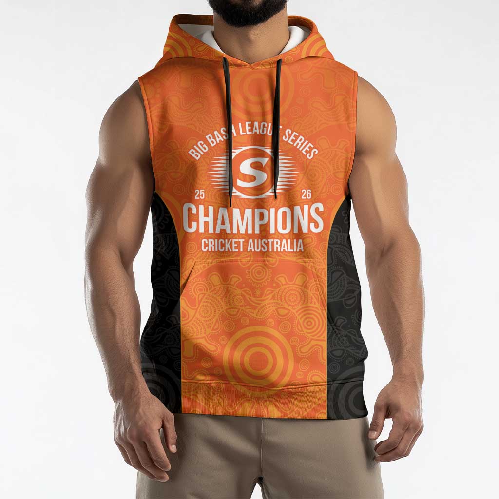 Cricket Australia Perth Champions 2026 Sleeveless Hoodie Gold Aboriginal Dot Art
