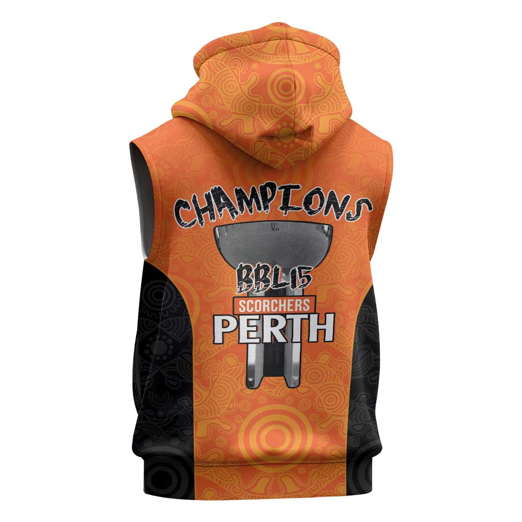 Cricket Australia Perth Champions 2026 Sleeveless Zip Hoodie Gold Aboriginal Dot Art