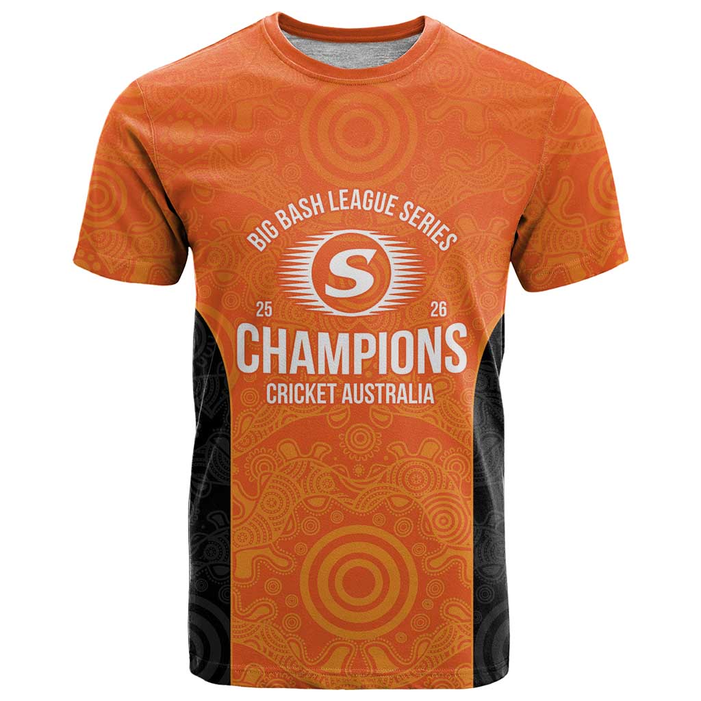 Cricket Australia Perth Champions 2026 T Shirt Gold Aboriginal Dot Art