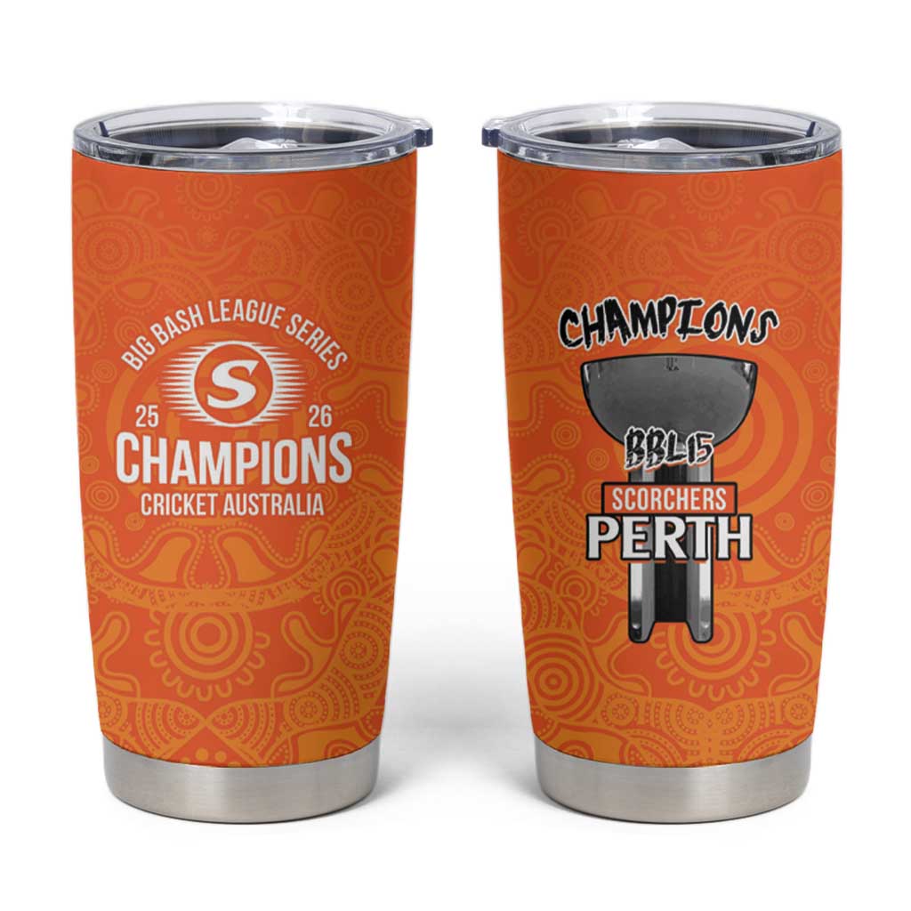 Cricket Australia Perth Champions 2026 Tumbler Cup Gold Aboriginal Dot Art