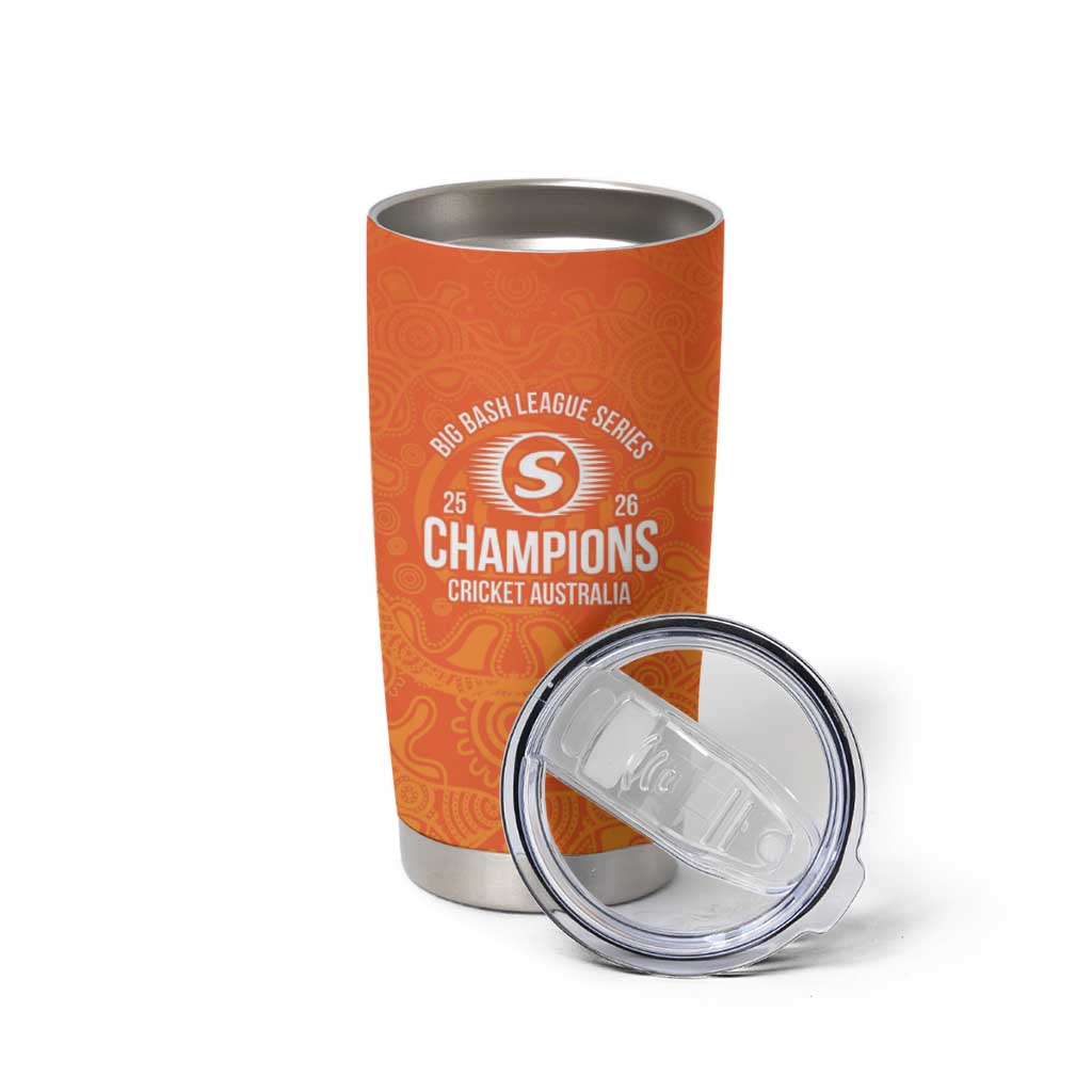 Cricket Australia Perth Champions 2026 Tumbler Cup Gold Aboriginal Dot Art