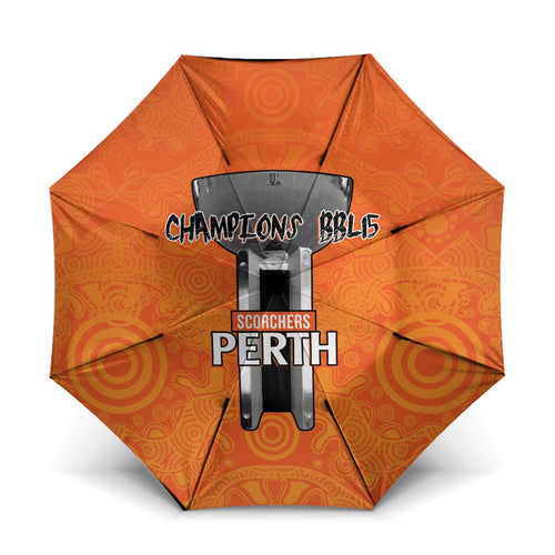 Cricket Australia Perth Champions 2026 Umbrella Gold Aboriginal Dot Art