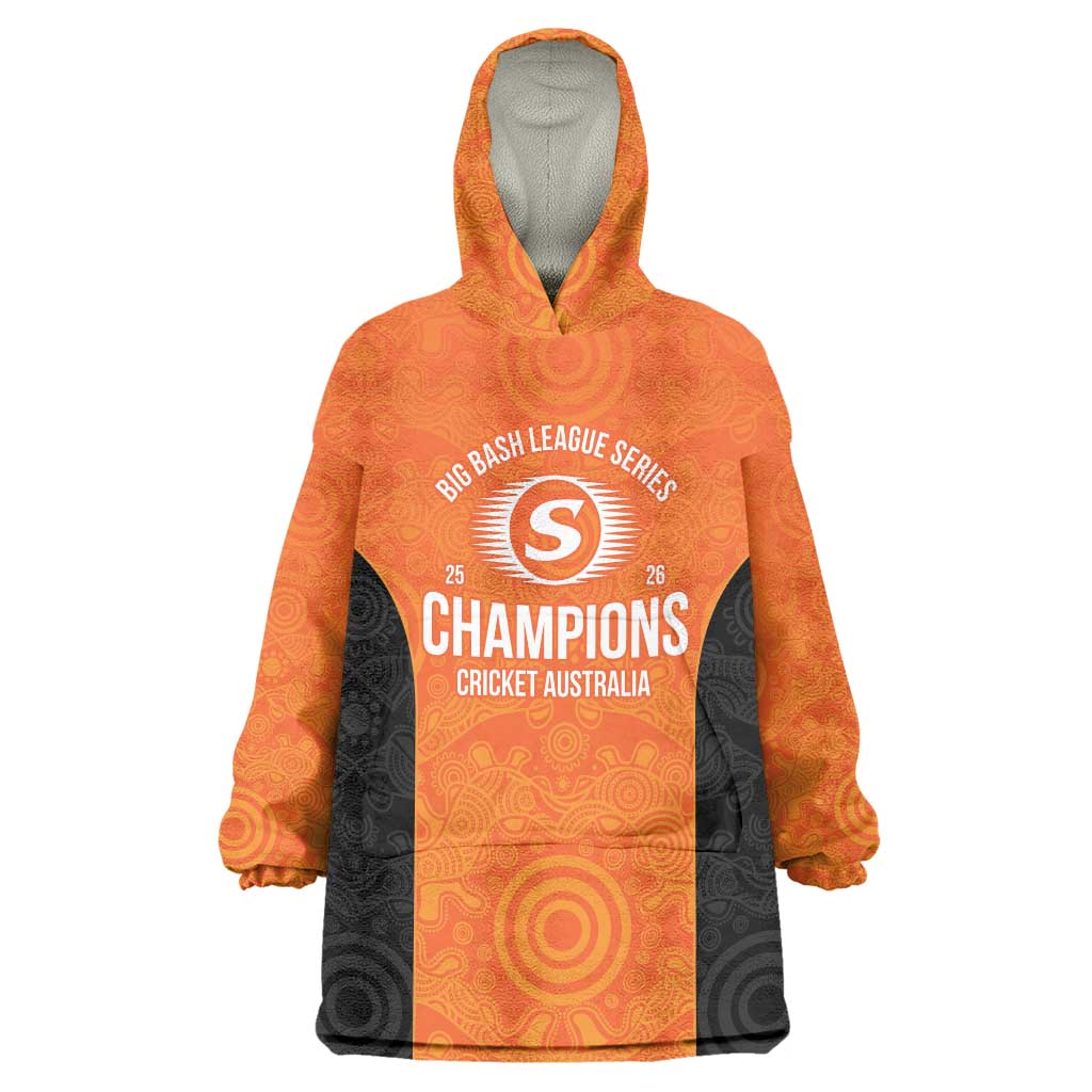 Cricket Australia Perth Champions 2026 Wearable Blanket Hoodie Gold Aboriginal Dot Art