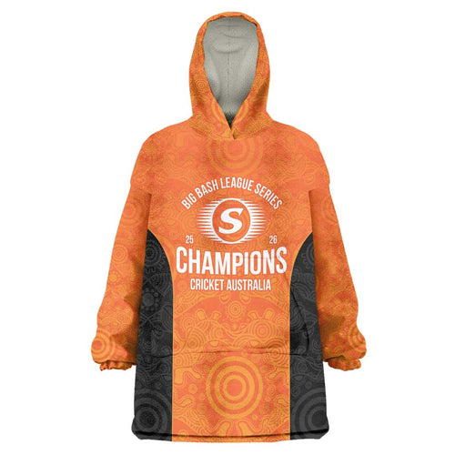 Cricket Australia Perth Champions 2026 Wearable Blanket Hoodie Gold Aboriginal Dot Art