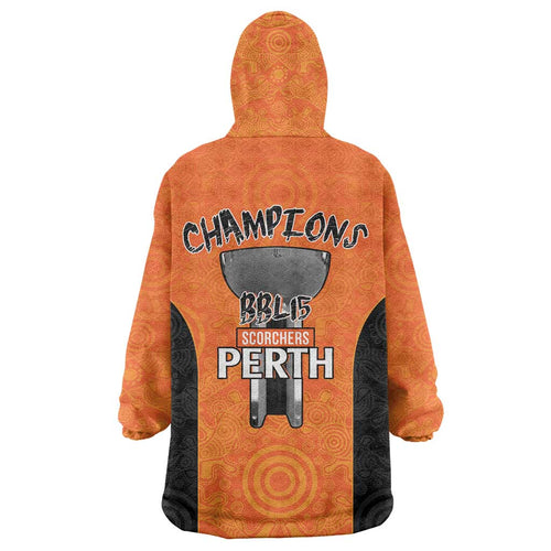 Cricket Australia Perth Champions 2026 Wearable Blanket Hoodie Gold Aboriginal Dot Art