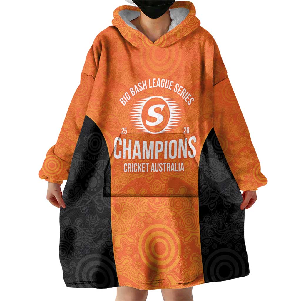 Cricket Australia Perth Champions 2026 Wearable Blanket Hoodie Gold Aboriginal Dot Art
