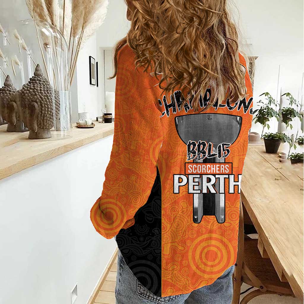 Cricket Australia Perth Champions 2026 Women Casual Shirt Gold Aboriginal Dot Art