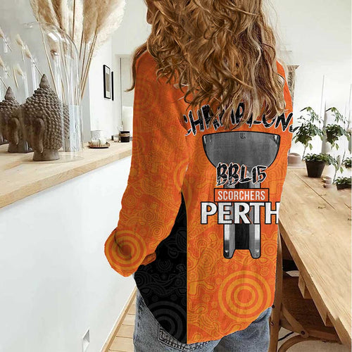 Cricket Australia Perth Champions 2026 Women Casual Shirt Gold Aboriginal Dot Art