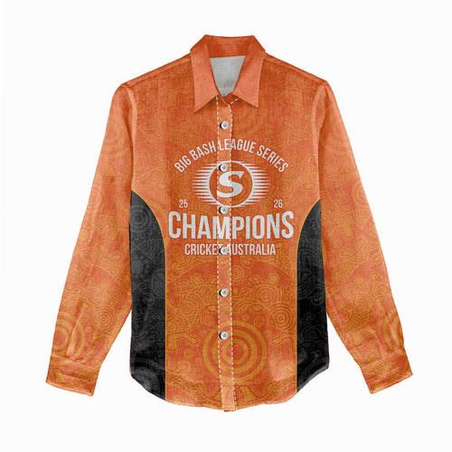 Cricket Australia Perth Champions 2026 Women Casual Shirt Gold Aboriginal Dot Art