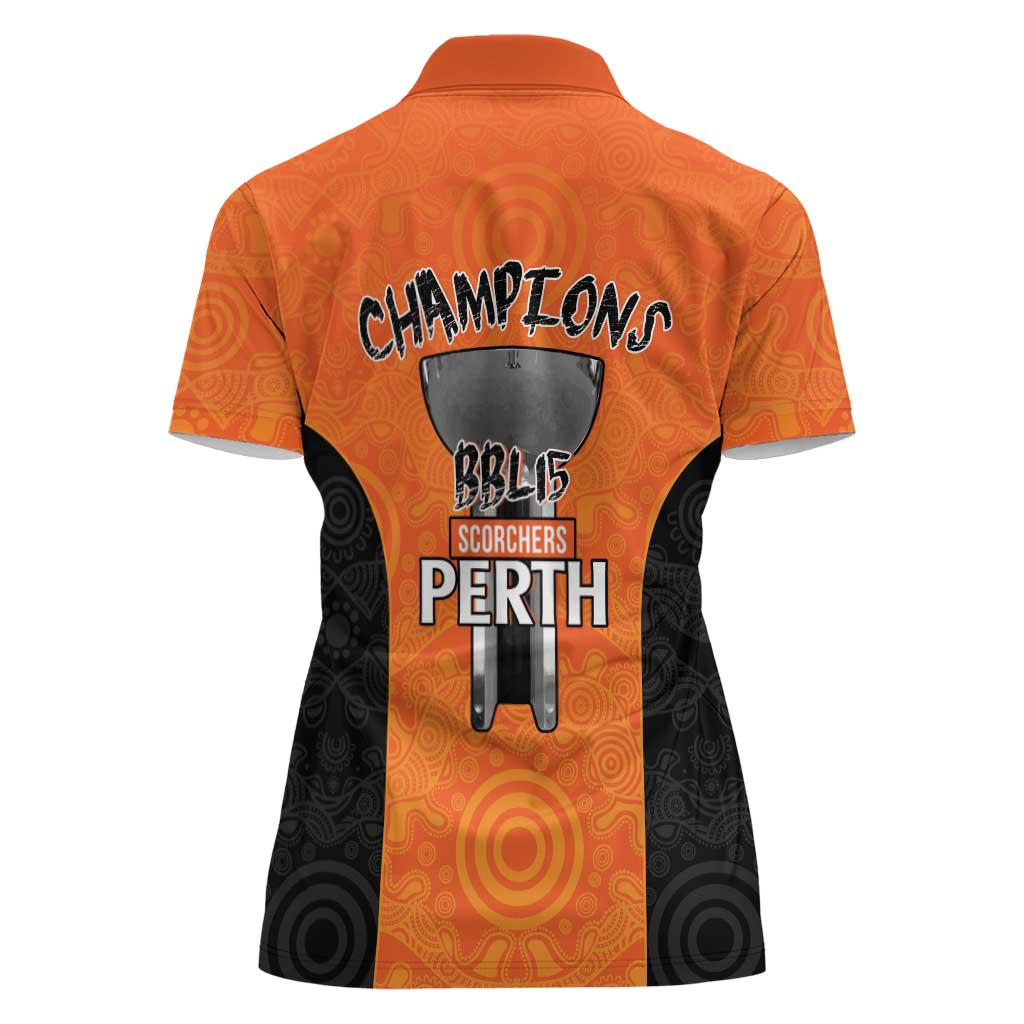 Cricket Australia Perth Champions 2026 Women Polo Shirt Gold Aboriginal Dot Art