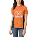 Cricket Australia Perth Champions 2026 Women Polo Shirt Gold Aboriginal Dot Art