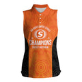 Cricket Australia Perth Champions 2026 Women Sleeveless Polo Shirt Gold Aboriginal Dot Art