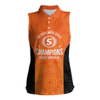 Cricket Australia Perth Champions 2026 Women Sleeveless Polo Shirt Gold Aboriginal Dot Art