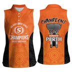 Cricket Australia Perth Champions 2026 Women Sleeveless Polo Shirt Gold Aboriginal Dot Art