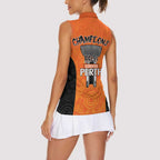 Cricket Australia Perth Champions 2026 Women Sleeveless Polo Shirt Gold Aboriginal Dot Art