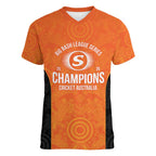 Cricket Australia Perth Champions 2026 Women V-Neck T-Shirt Gold Aboriginal Dot Art