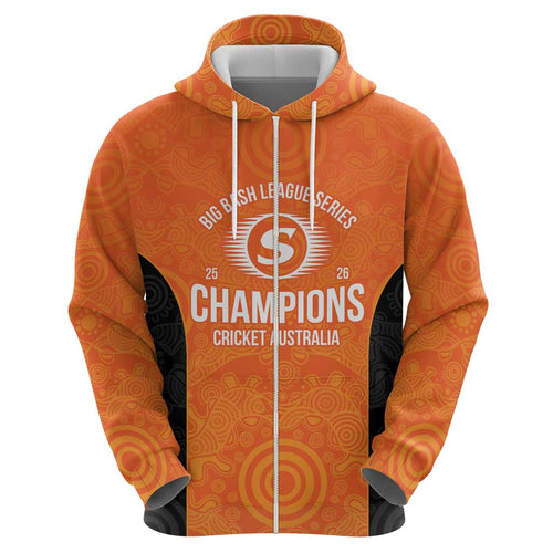 Cricket Australia Perth Champions 2026 Zip Hoodie Gold Aboriginal Dot Art