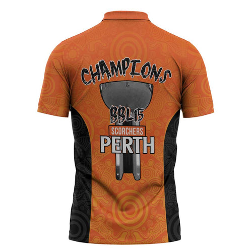 Cricket Australia Perth Champions 2026 Zipper Polo Shirt Gold Aboriginal Dot Art