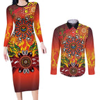 NAIDOC Week 2026 Couples Matching Long Sleeve Bodycon Dress and Long Sleeve Button Shirt 50 Years of Deadly Aboriginal Dot Art
