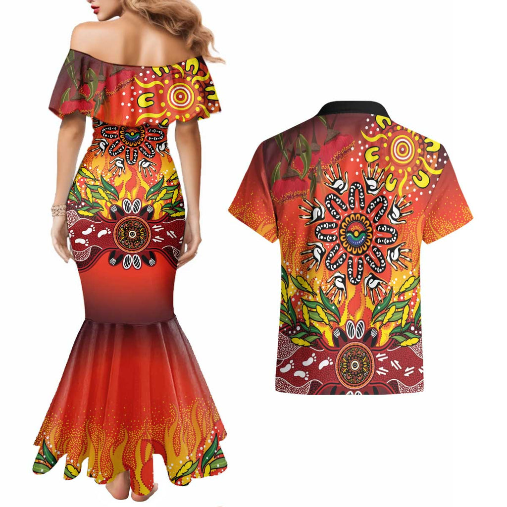 NAIDOC Week 2026 Couples Matching Mermaid Dress and Hawaiian Shirt 50 Years of Deadly Aboriginal Dot Art