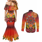 NAIDOC Week 2026 Couples Matching Mermaid Dress and Long Sleeve Button Shirt 50 Years of Deadly Aboriginal Dot Art