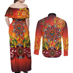 NAIDOC Week 2026 Couples Matching Off Shoulder Maxi Dress and Long Sleeve Button Shirt 50 Years of Deadly Aboriginal Dot Art