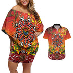 NAIDOC Week 2026 Couples Matching Off Shoulder Short Dress and Hawaiian Shirt 50 Years of Deadly Aboriginal Dot Art