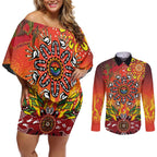 NAIDOC Week 2026 Couples Matching Off Shoulder Short Dress and Long Sleeve Button Shirt 50 Years of Deadly Aboriginal Dot Art