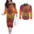 NAIDOC Week 2026 Couples Matching Off The Shoulder Long Sleeve Dress and Long Sleeve Button Shirt 50 Years of Deadly Aboriginal Dot Art