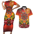 NAIDOC Week 2026 Couples Matching Short Sleeve Bodycon Dress and Hawaiian Shirt 50 Years of Deadly Aboriginal Dot Art