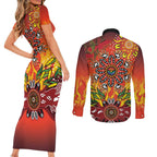 NAIDOC Week 2026 Couples Matching Short Sleeve Bodycon Dress and Long Sleeve Button Shirt 50 Years of Deadly Aboriginal Dot Art