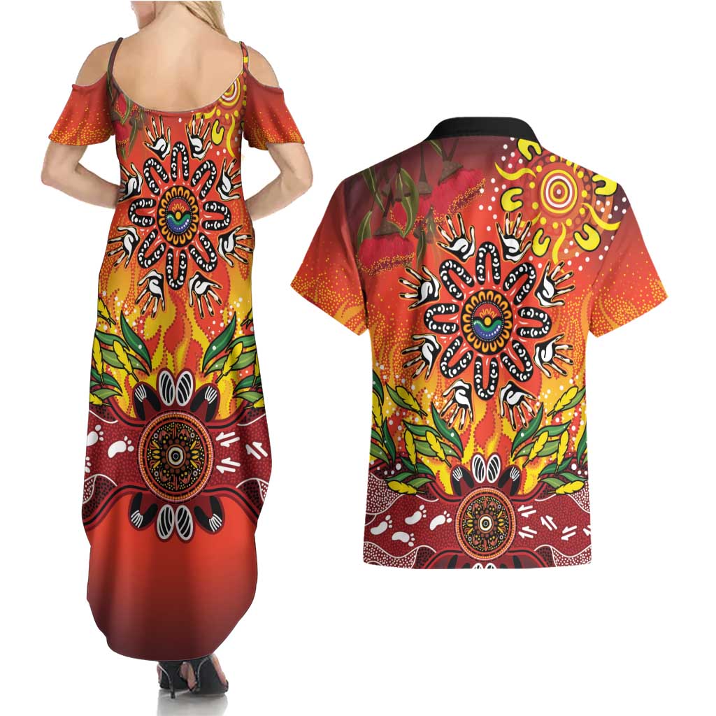 NAIDOC Week 2026 Couples Matching Summer Maxi Dress and Hawaiian Shirt 50 Years of Deadly Aboriginal Dot Art