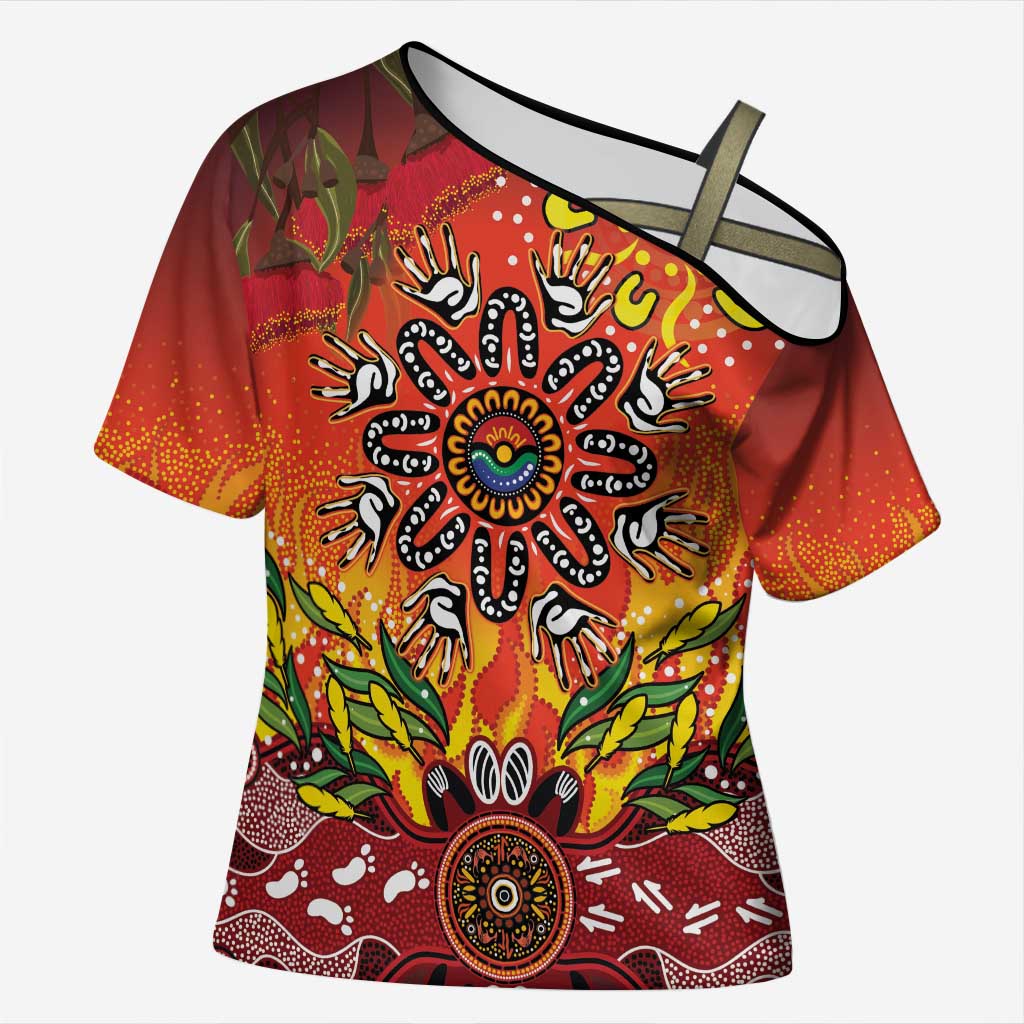 NAIDOC Week 2026 Cross Shoulder Shirt 50 Years of Deadly Aboriginal Dot Art
