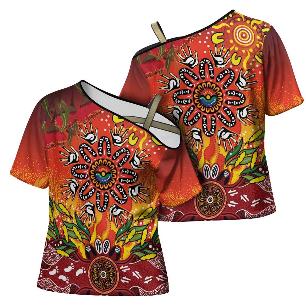 NAIDOC Week 2026 Cross Shoulder Shirt 50 Years of Deadly Aboriginal Dot Art