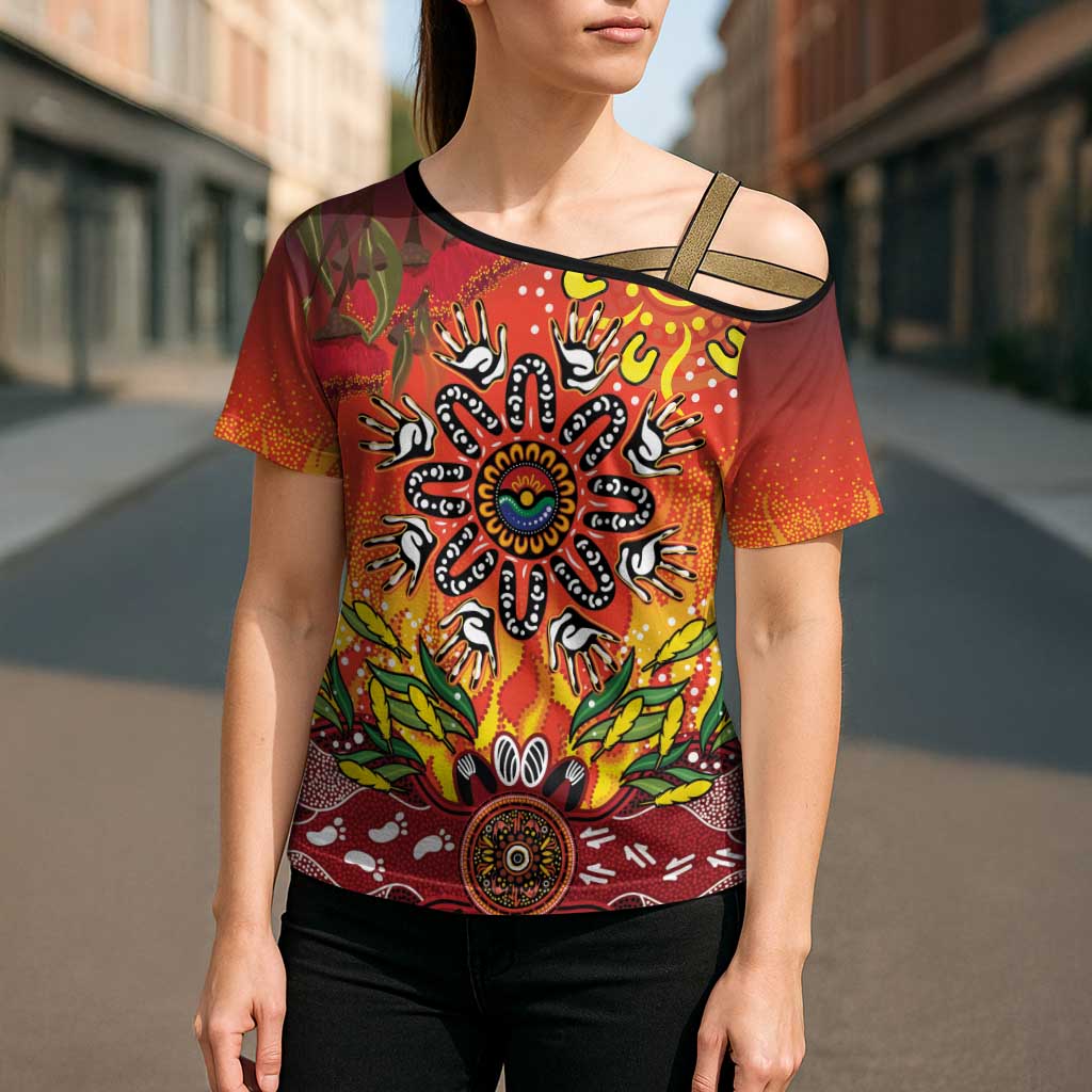 NAIDOC Week 2026 Cross Shoulder Shirt 50 Years of Deadly Aboriginal Dot Art