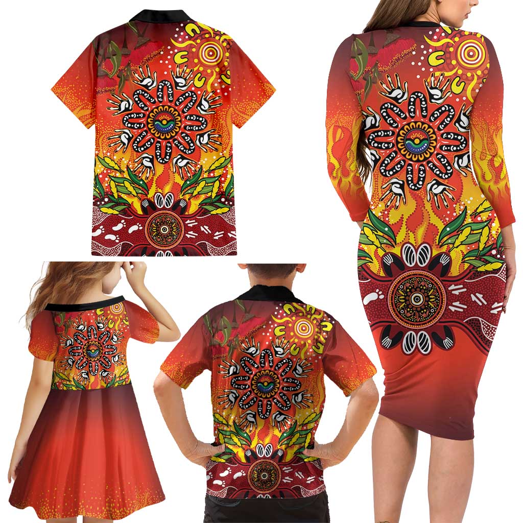 NAIDOC Week 2026 Family Matching Long Sleeve Bodycon Dress and Hawaiian Shirt 50 Years of Deadly Aboriginal Dot Art