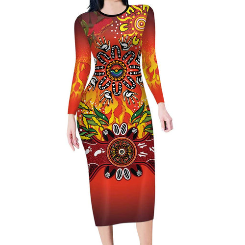 NAIDOC Week 2026 Family Matching Long Sleeve Bodycon Dress and Hawaiian Shirt 50 Years of Deadly Aboriginal Dot Art