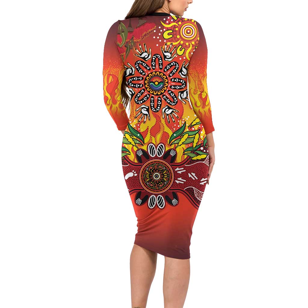 NAIDOC Week 2026 Family Matching Long Sleeve Bodycon Dress and Hawaiian Shirt 50 Years of Deadly Aboriginal Dot Art