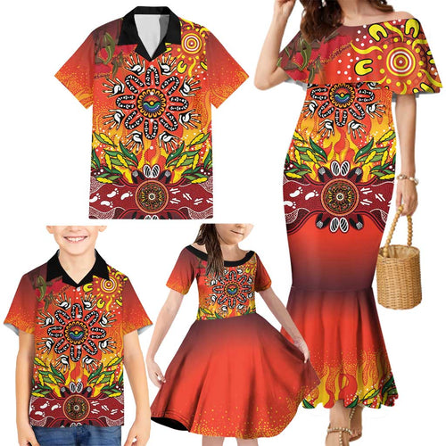 NAIDOC Week 2026 Family Matching Mermaid Dress and Hawaiian Shirt 50 Years of Deadly Aboriginal Dot Art