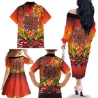 NAIDOC Week 2026 Family Matching Off The Shoulder Long Sleeve Dress and Hawaiian Shirt 50 Years of Deadly Aboriginal Dot Art