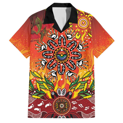 NAIDOC Week 2026 Family Matching Off The Shoulder Long Sleeve Dress and Hawaiian Shirt 50 Years of Deadly Aboriginal Dot Art
