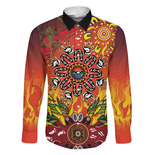 NAIDOC Week 2026 Family Matching Off The Shoulder Long Sleeve Dress and Hawaiian Shirt 50 Years of Deadly Aboriginal Dot Art
