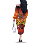 NAIDOC Week 2026 Family Matching Off The Shoulder Long Sleeve Dress and Hawaiian Shirt 50 Years of Deadly Aboriginal Dot Art