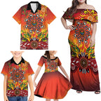 NAIDOC Week 2026 Family Matching Off Shoulder Maxi Dress and Hawaiian Shirt 50 Years of Deadly Aboriginal Dot Art