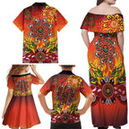 NAIDOC Week 2026 Family Matching Off Shoulder Maxi Dress and Hawaiian Shirt 50 Years of Deadly Aboriginal Dot Art