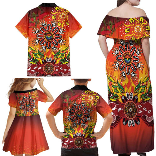 NAIDOC Week 2026 Family Matching Off Shoulder Maxi Dress and Hawaiian Shirt 50 Years of Deadly Aboriginal Dot Art