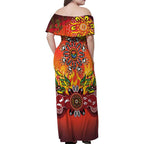 NAIDOC Week 2026 Family Matching Off Shoulder Maxi Dress and Hawaiian Shirt 50 Years of Deadly Aboriginal Dot Art