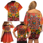 NAIDOC Week 2026 Family Matching Off Shoulder Short Dress and Hawaiian Shirt 50 Years of Deadly Aboriginal Dot Art