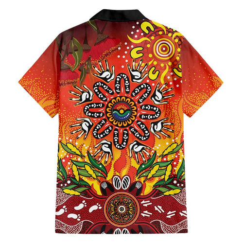 NAIDOC Week 2026 Family Matching Off Shoulder Short Dress and Hawaiian Shirt 50 Years of Deadly Aboriginal Dot Art