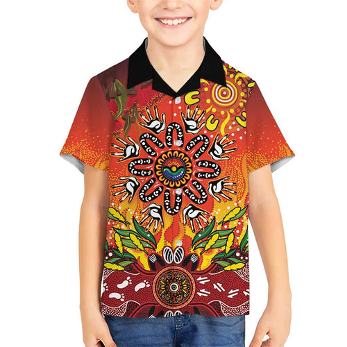 NAIDOC Week 2026 Family Matching Off Shoulder Short Dress and Hawaiian Shirt 50 Years of Deadly Aboriginal Dot Art